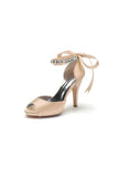 Peep Toe Stiletto Heels with Ankle Rhinestone Strap