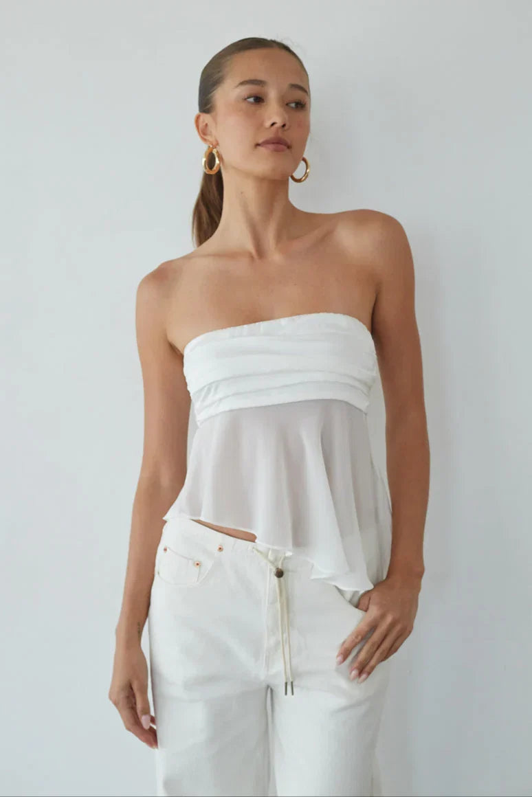 Sharlene Asymmetrical Sheer Top
