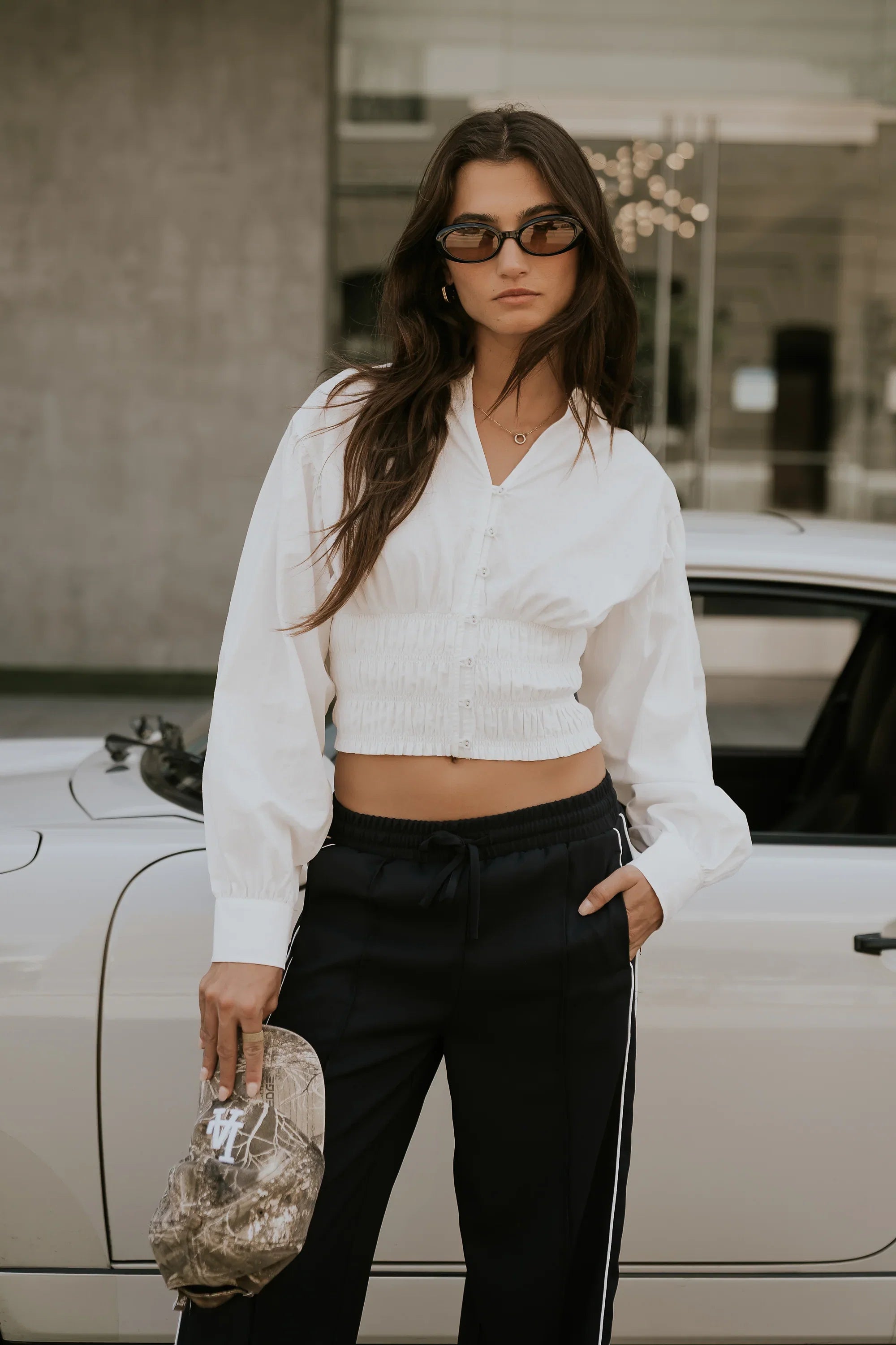 Yena Smocked Blouse in White