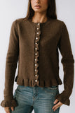 Rosie Ruffle Sweater in Brown FINAL SALE
