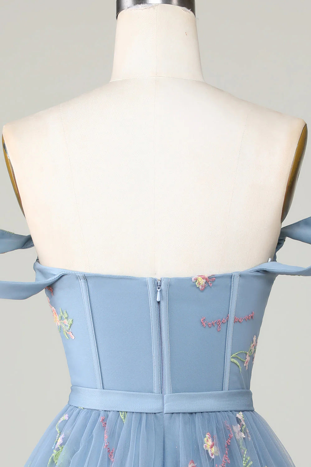 Cute Grey Blue A Line Sweetheart Convertible Short Homecoming Dress with Embroidery