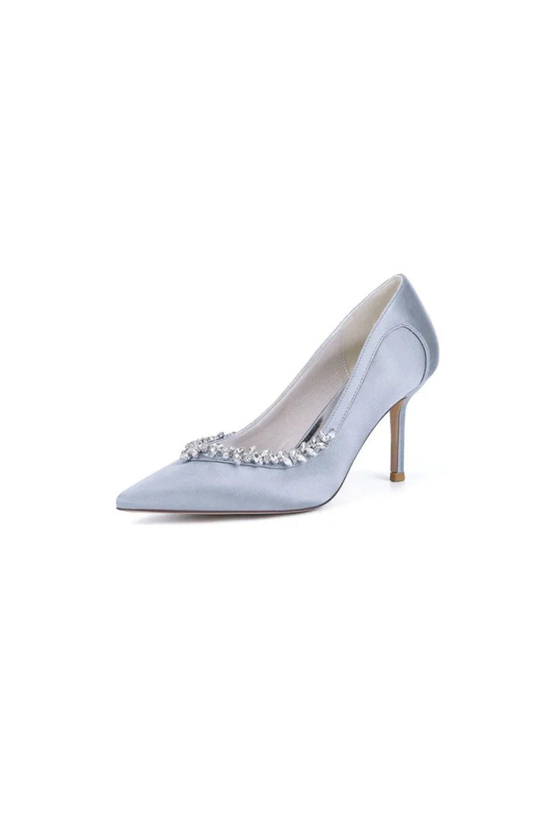 Burgundy High Heels with Crystal Embellishments