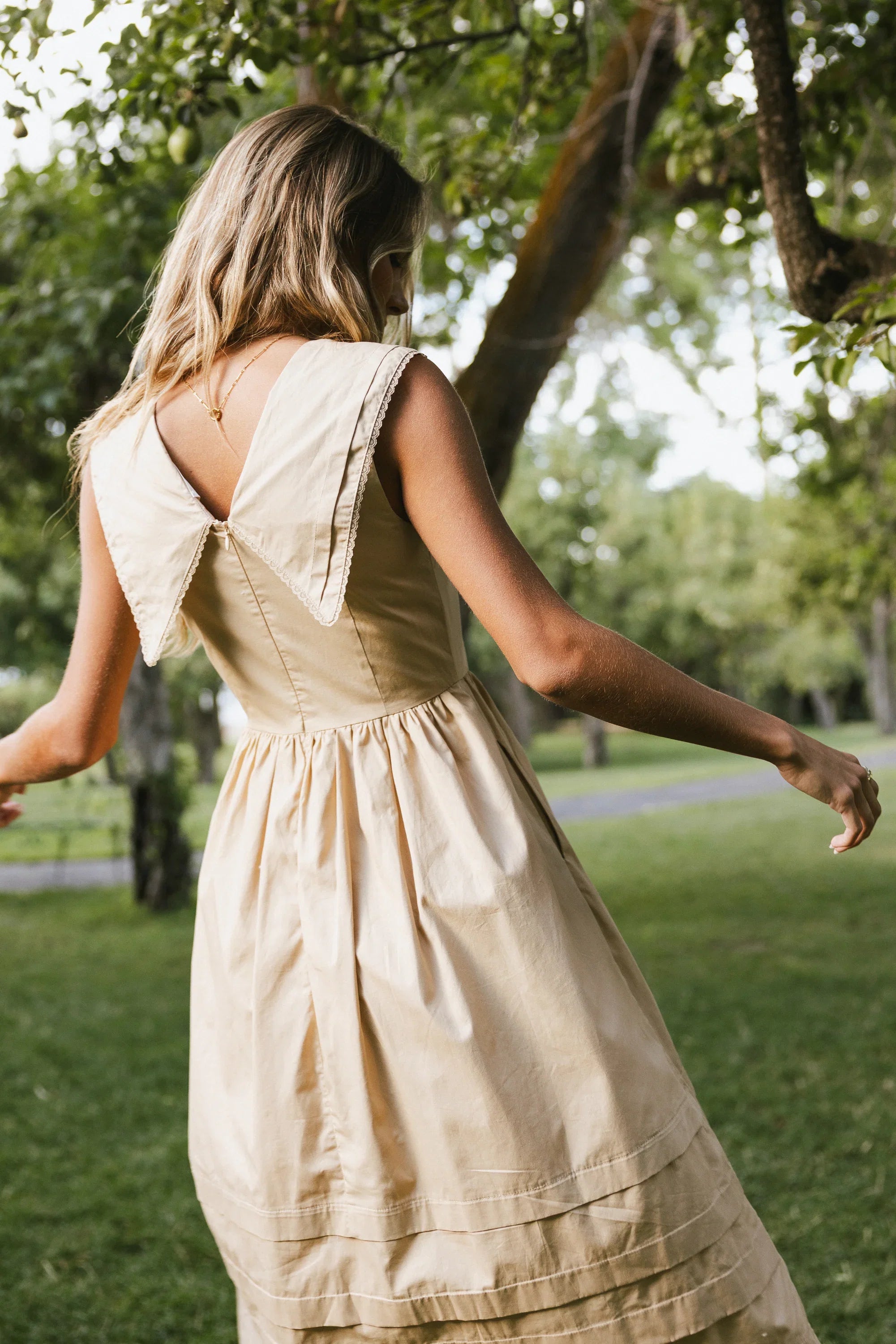 Louie Collared Midi Dress in Taupe FINAL SALE