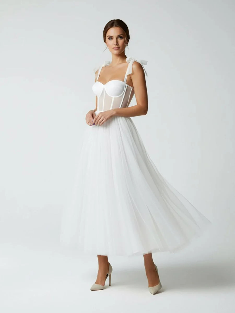 Sex Short White Wedding Dresses With Tulle Tea Length