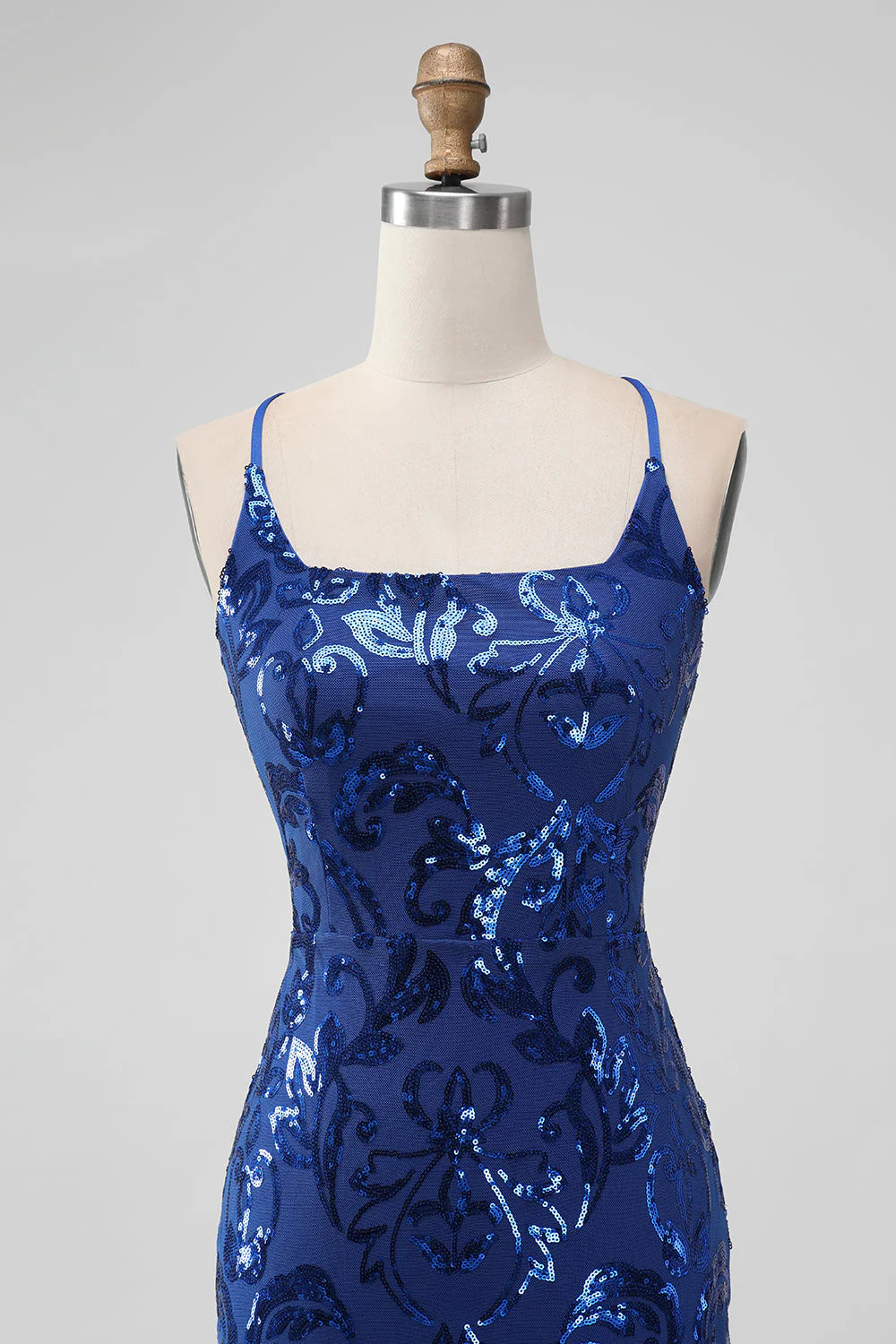 Royal Blue Bodycon Sequins Short Homecoming Dress with Lace up Back