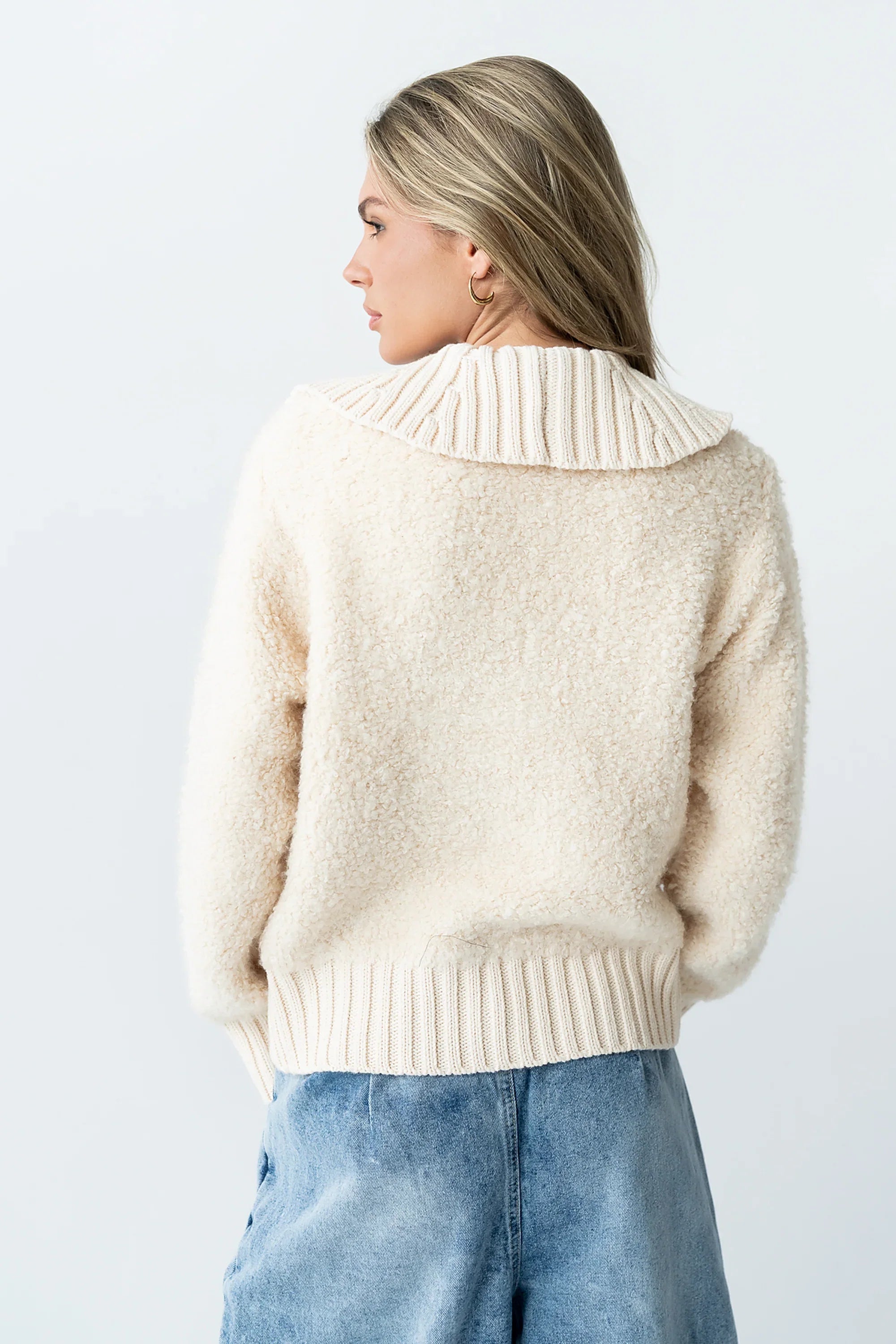 Jonah Collared Cardigan in Cream FINAL SALE