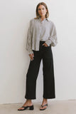 Niri Striped Button Up in Charcoal FINAL SALE