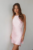 Arella Halter Satin Mini Dress