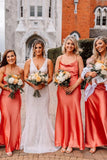 Elegant Pink Floor Length Long Bridesmaid Dress