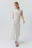 Tiffany Polka Dot Mock Neck Midi Dress