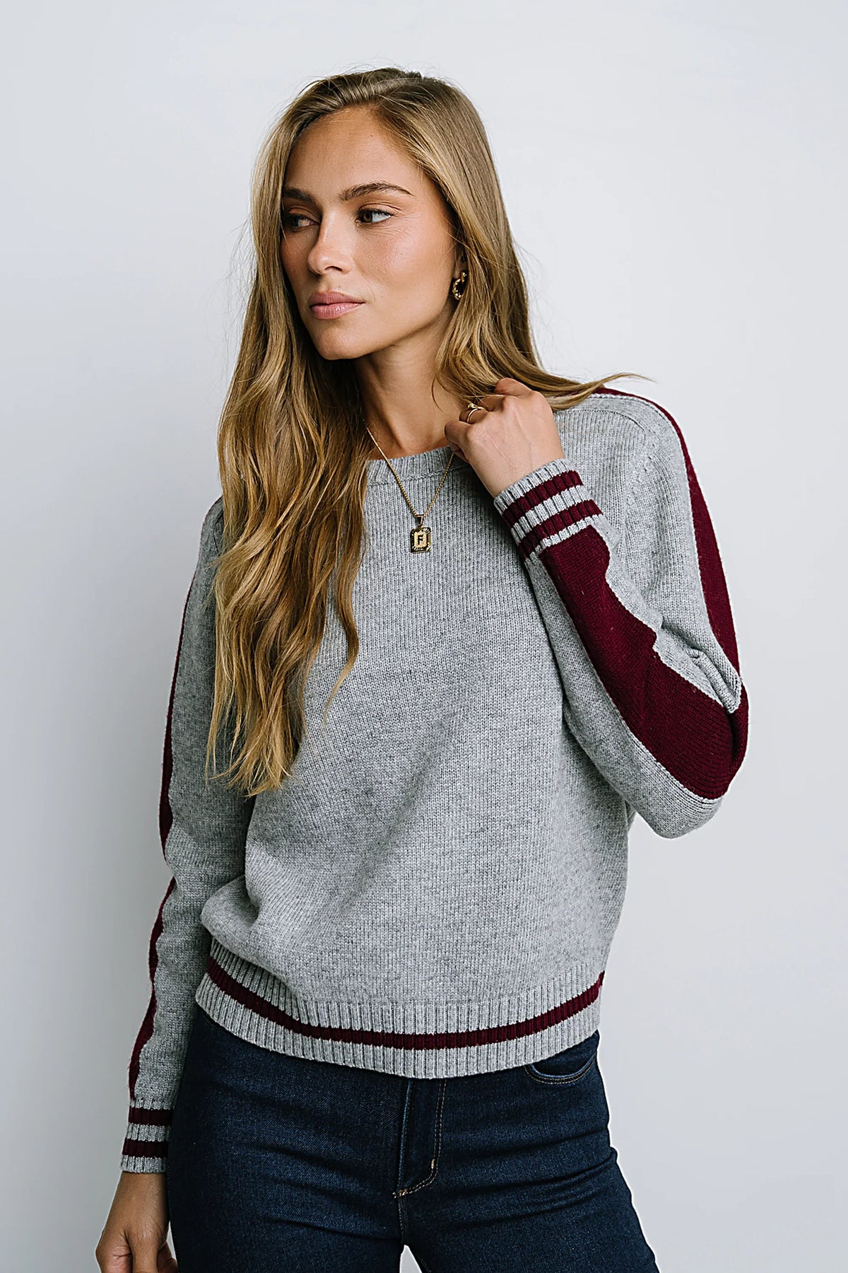 Jayce Striped Sweater in Grey FINAL SALE