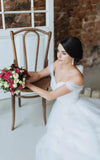 Off The Shoulder Tulle Ball Gown Sweep Train Dress
