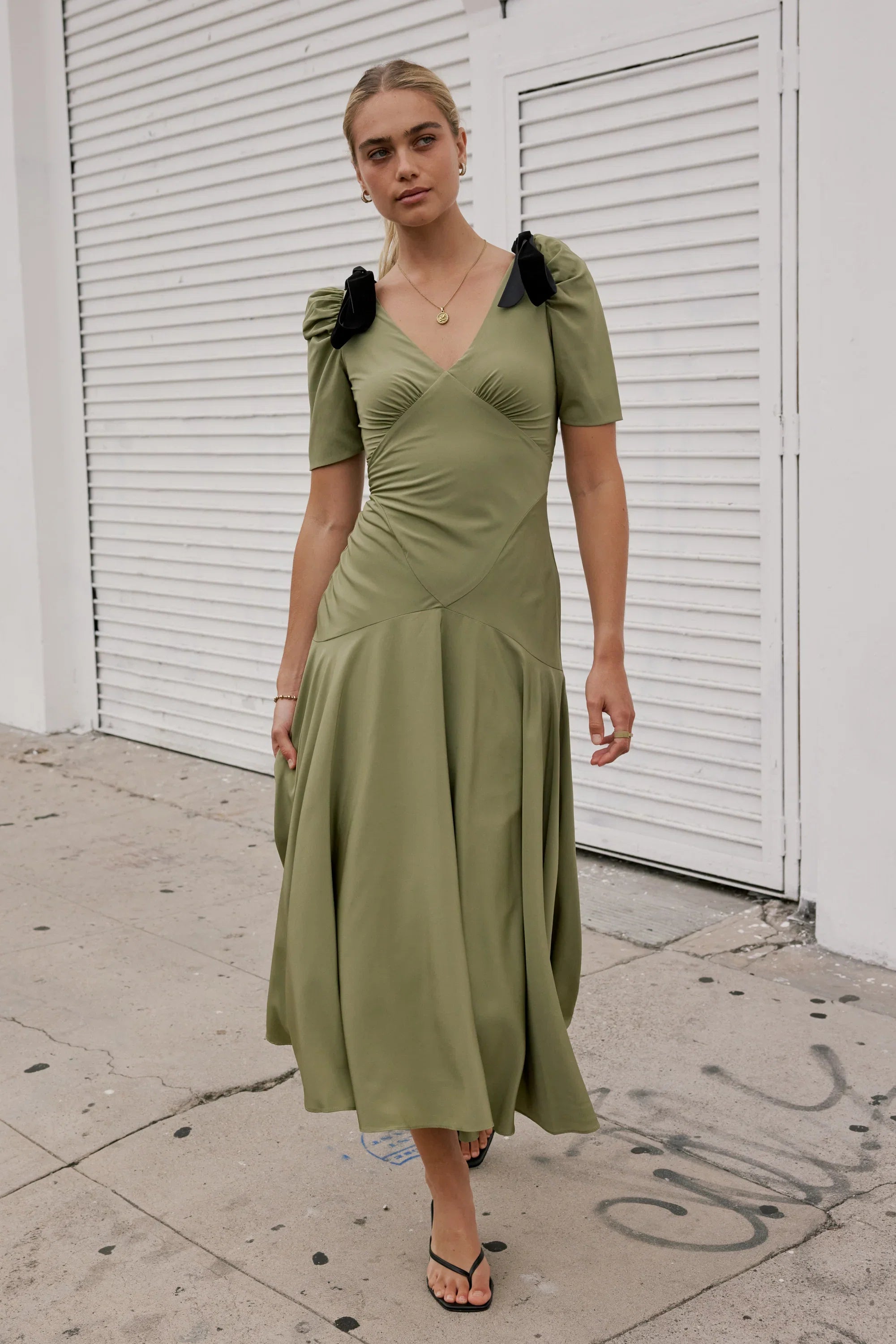 Nellie Drop Waist Maxi Dress in Sage FINAL SALE