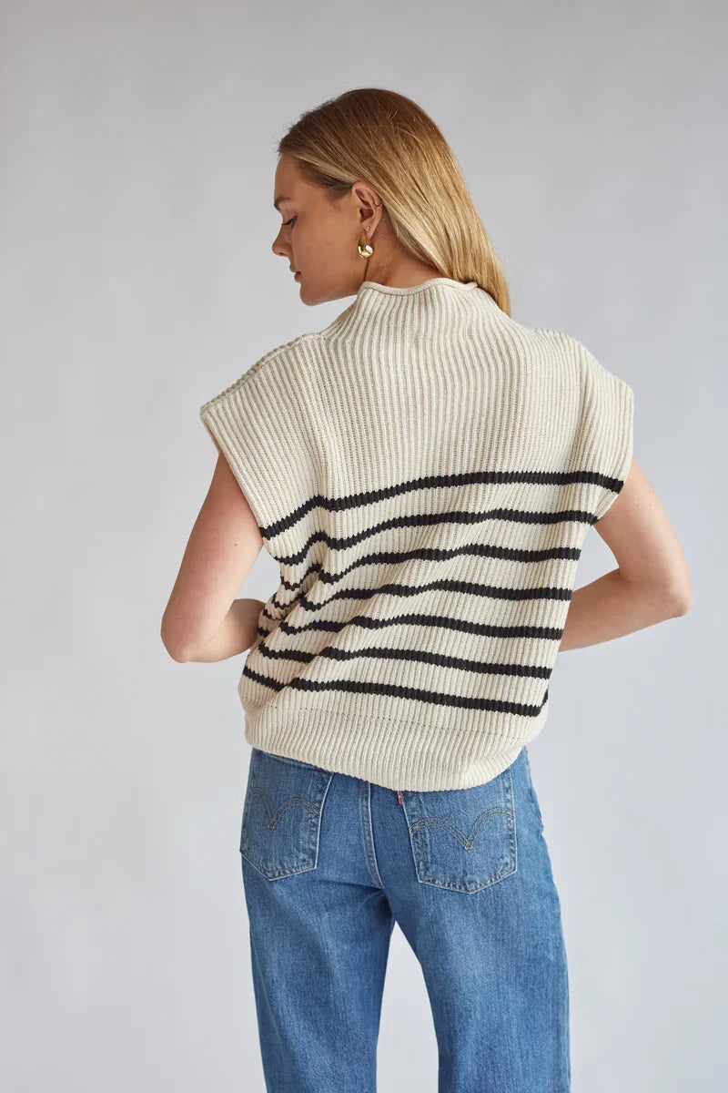 Amari Mock Neck Sleeveless Sweater Top