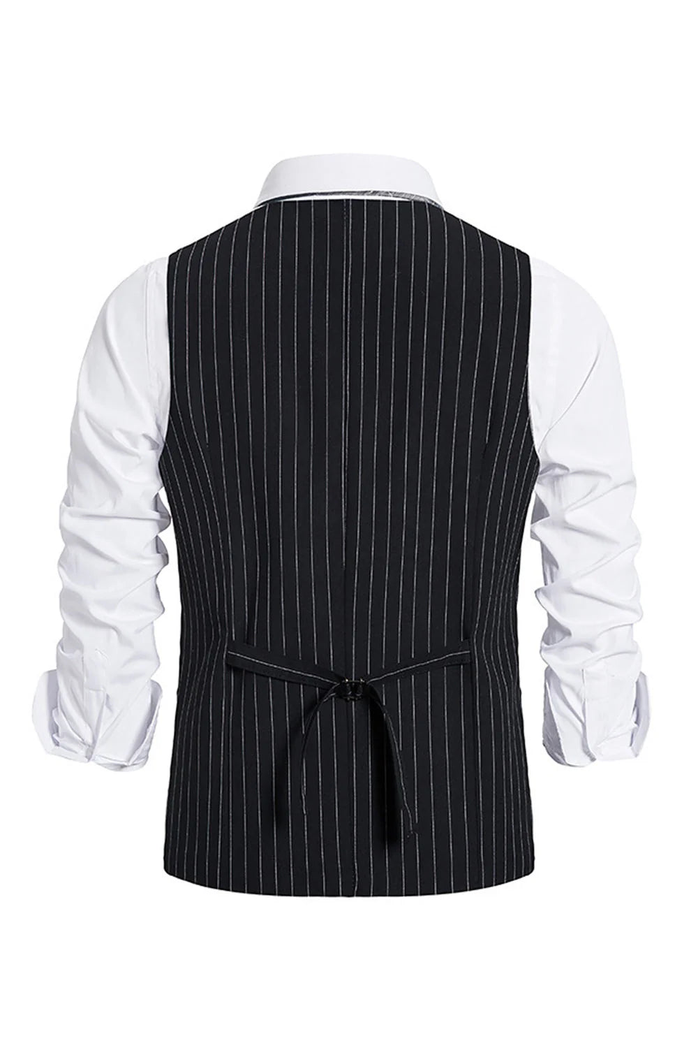 Mens Single Breasted Slim Fit Striped Suit Vest