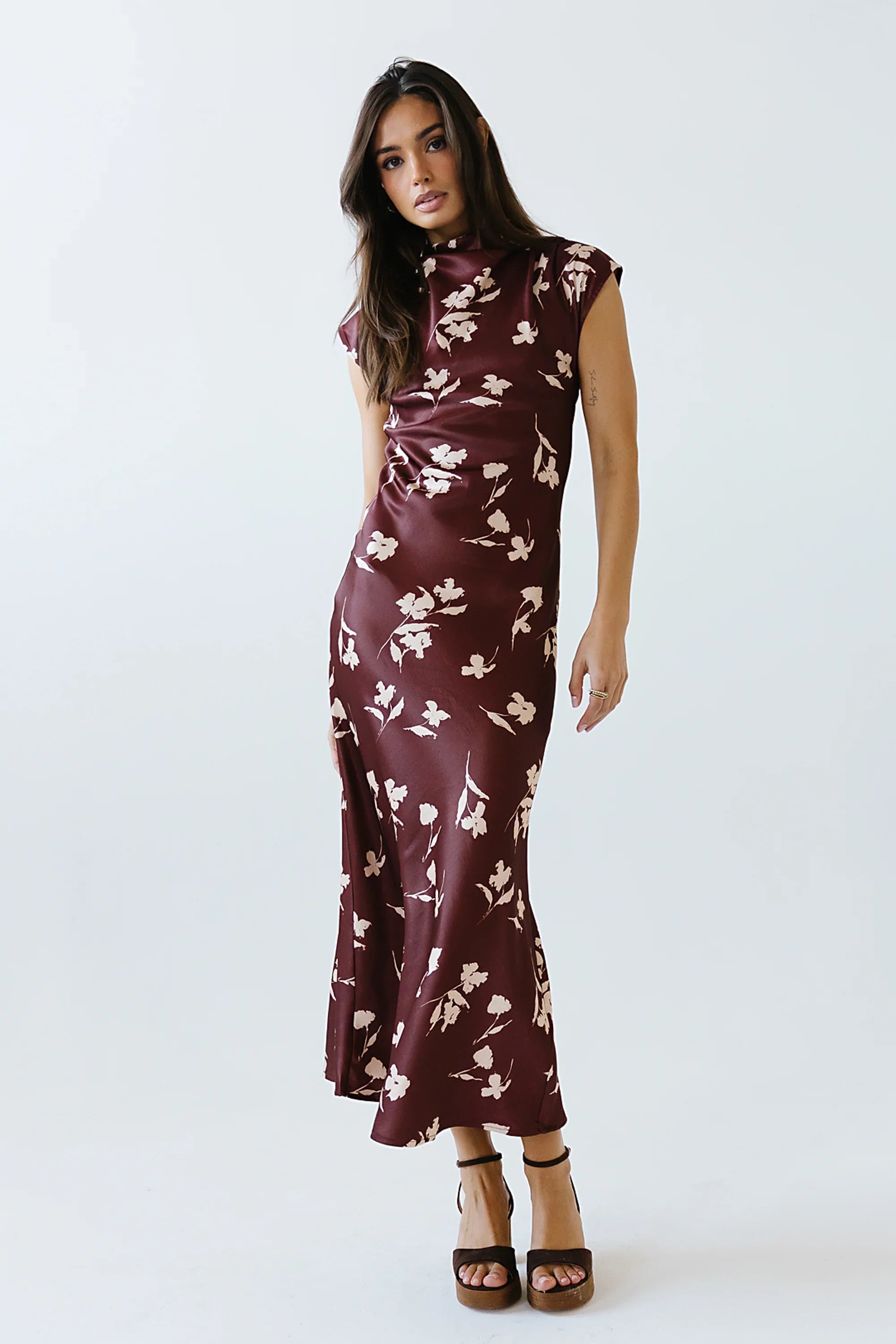 Carson Floral Maxi Dress in Red Brown FINAL SALE