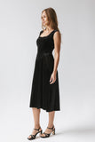 May Velvet Midi Dress in Black