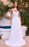 ISABELLA GOWN OFF WHITE STRAPLESS CHIFFON DRESS WITH SCARF