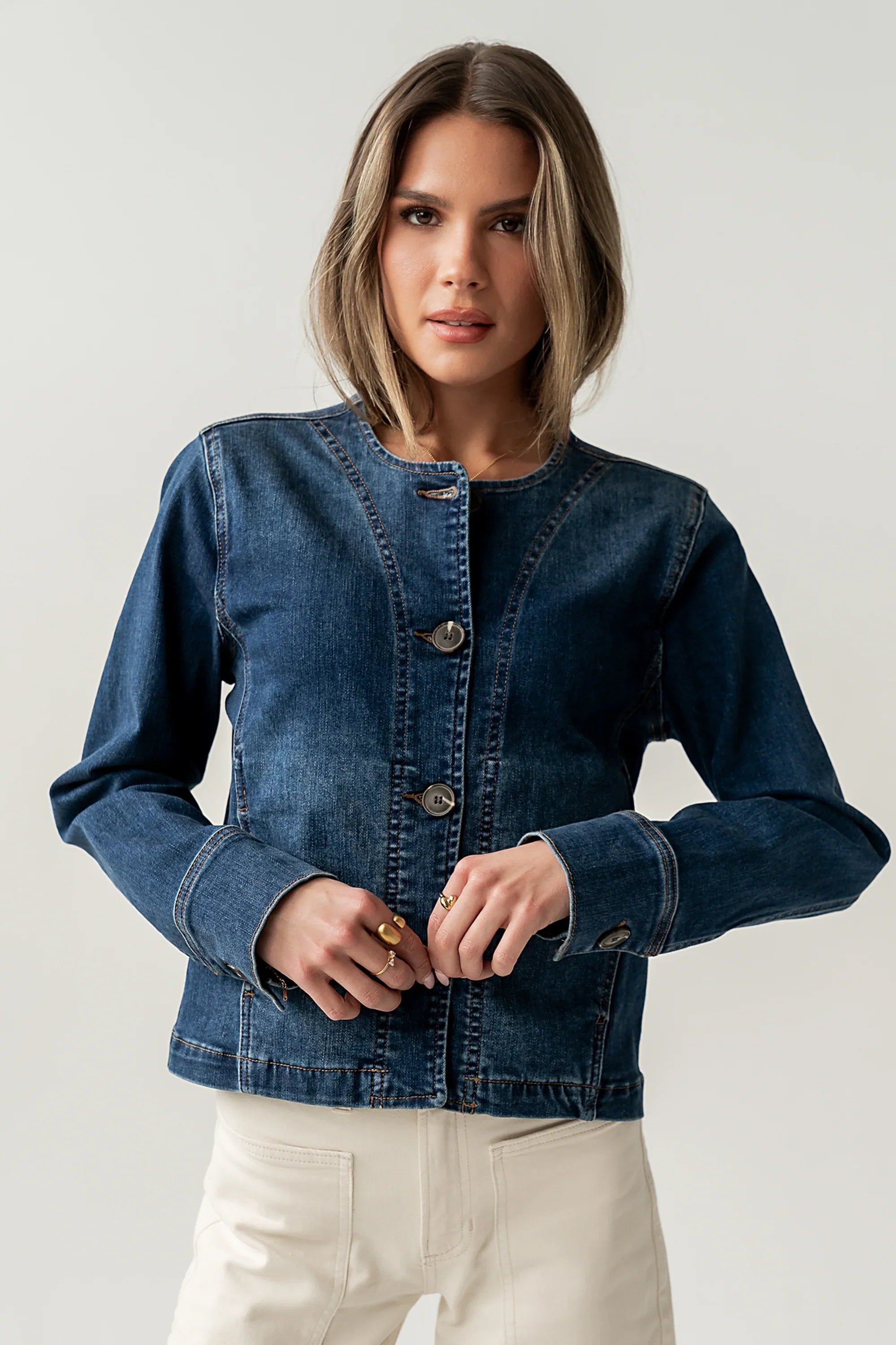 Cozette Barrel Jacket in Dark Wash