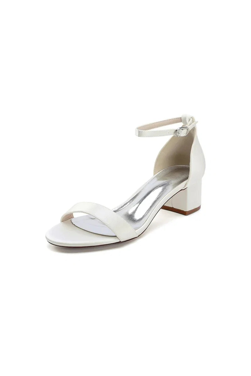 Simple Buckle Strap Open Toe Chunky Heels
