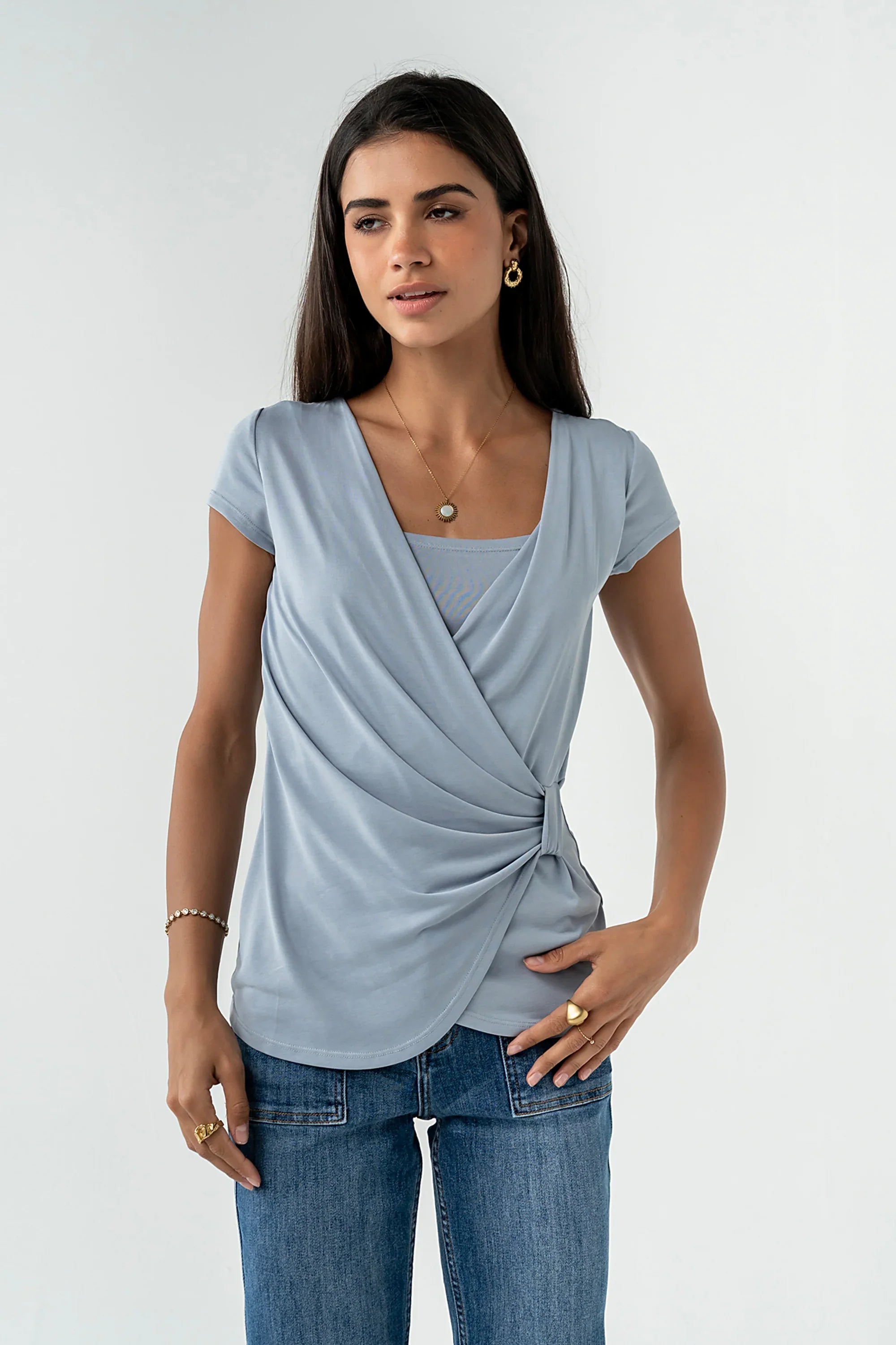 Brenda Cross Top in Blue