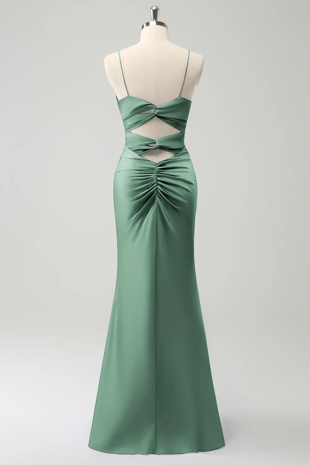 Purple Mermaid Front Criss Cross Pleated Floor Length Bridesmaid Dress