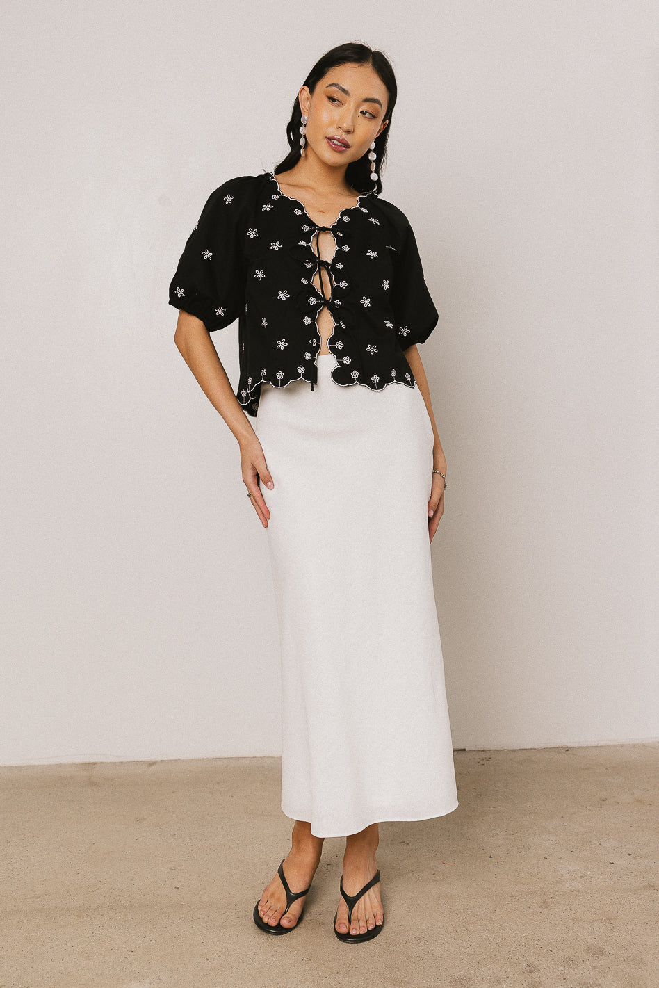 Kara Embroidered Blouse in Black FINAL SALE