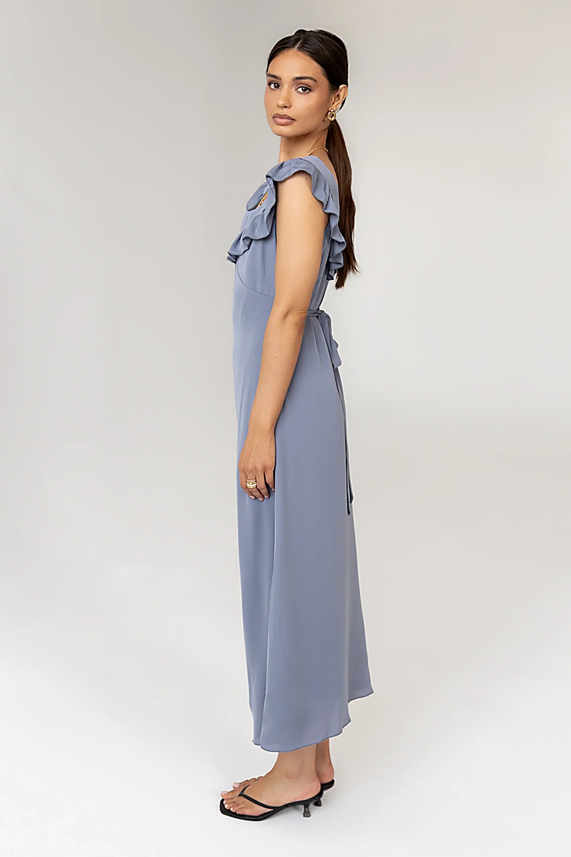 Lydia Ruffle Maxi Dress in Blue FINAL SALE
