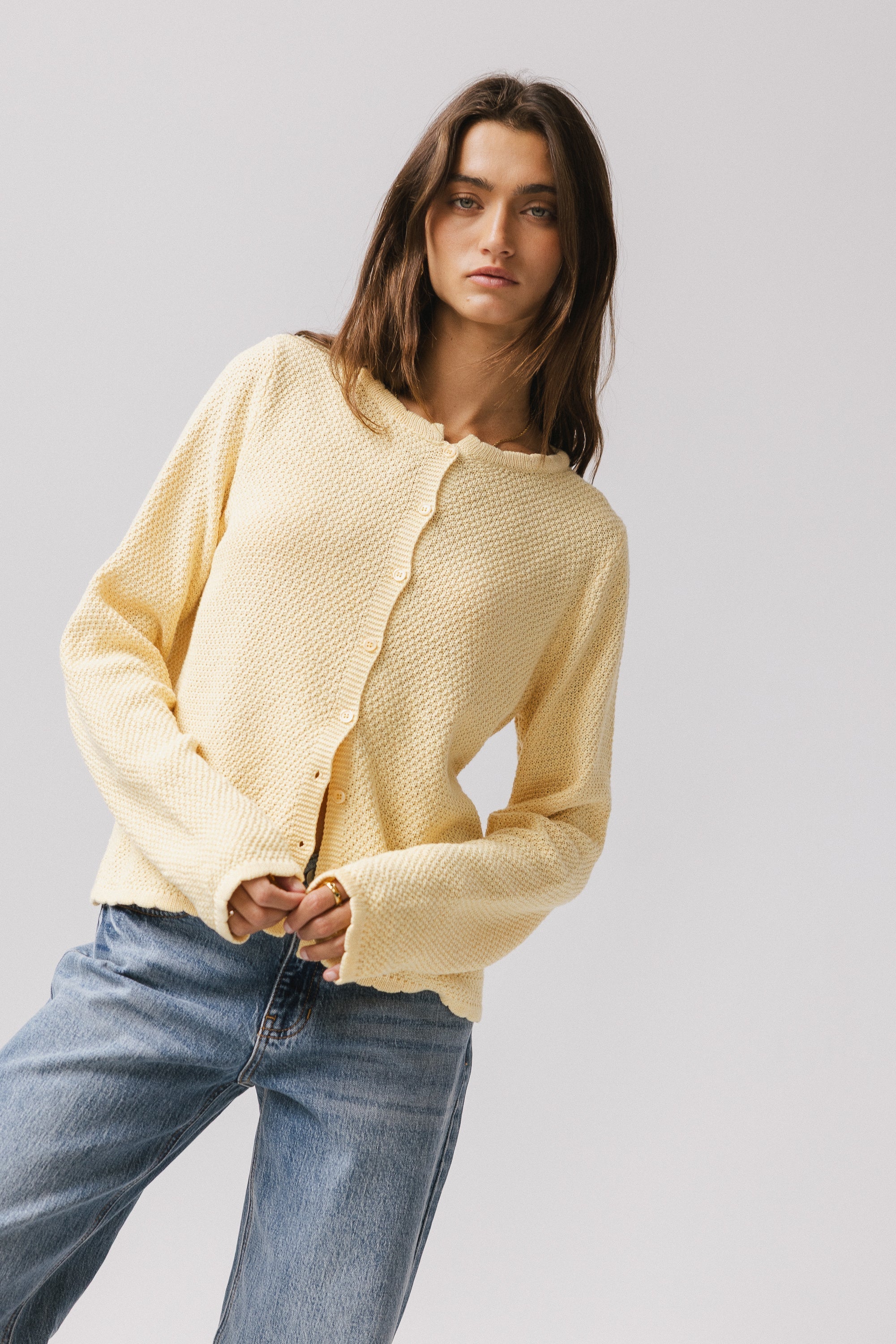 Azuline Knit Cardigan in Yellow FINAL SALE