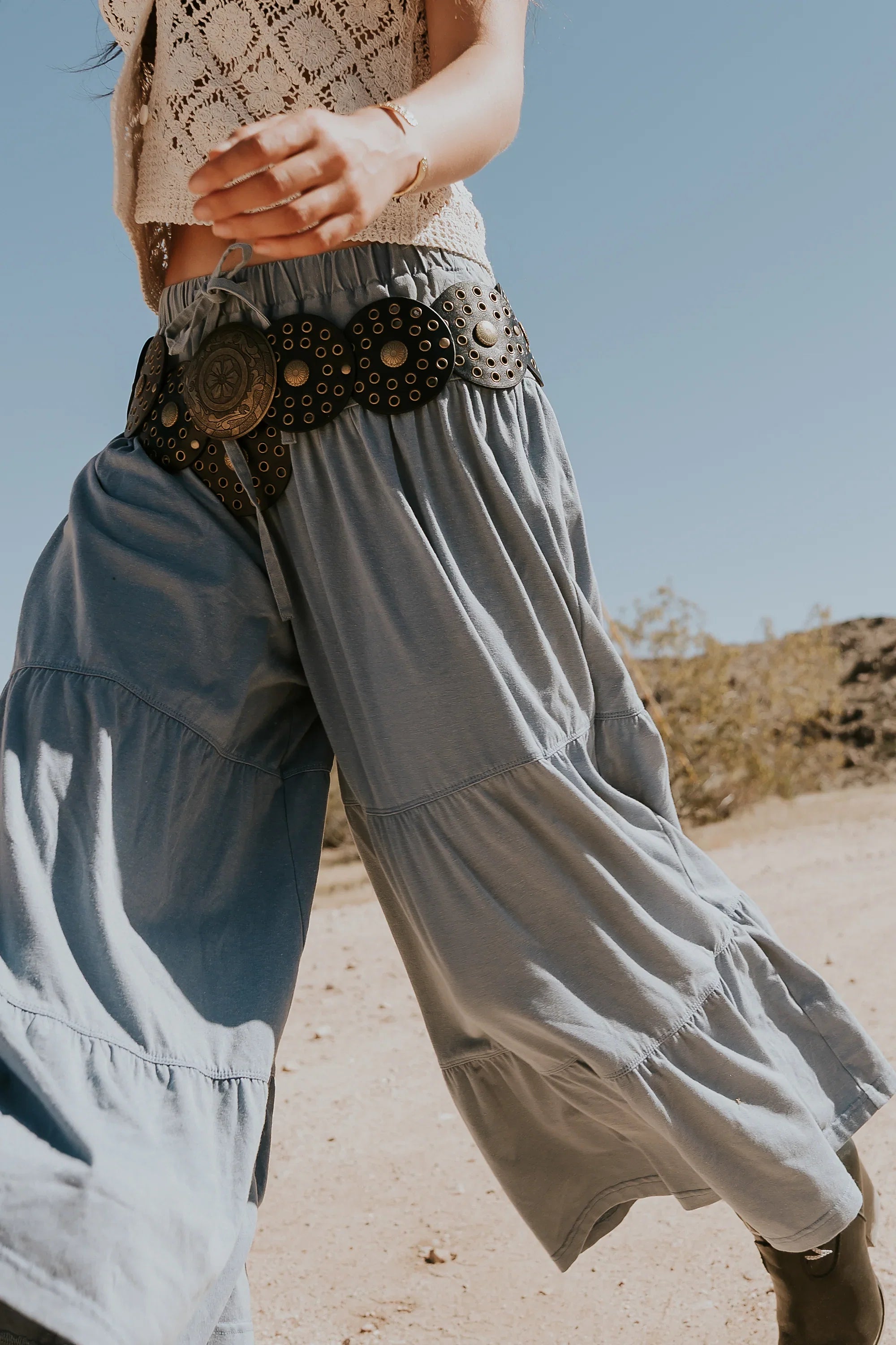 Asha Tiered Pants in Blue