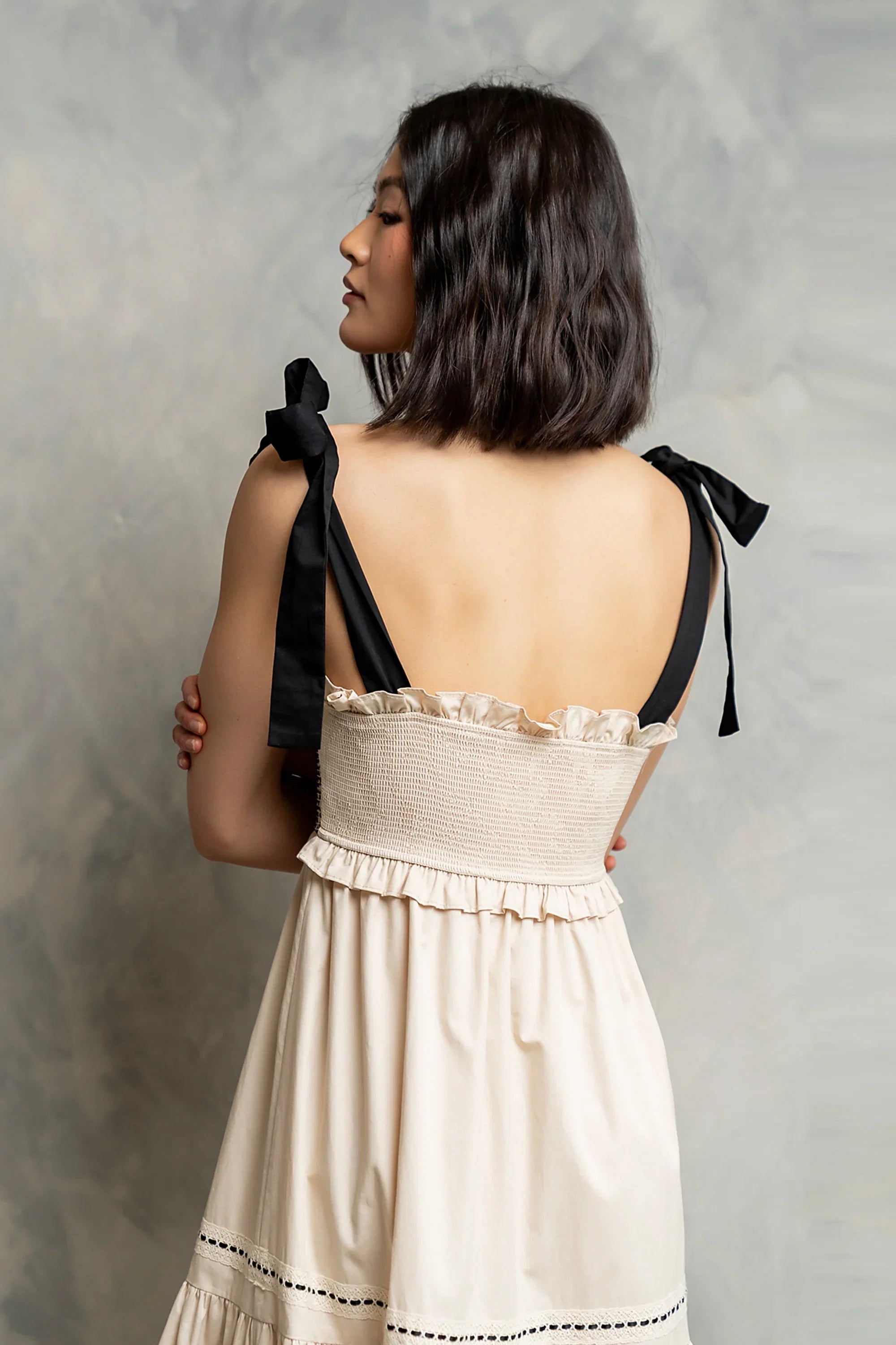Mollie Tiered Maxi Dress in Ivory