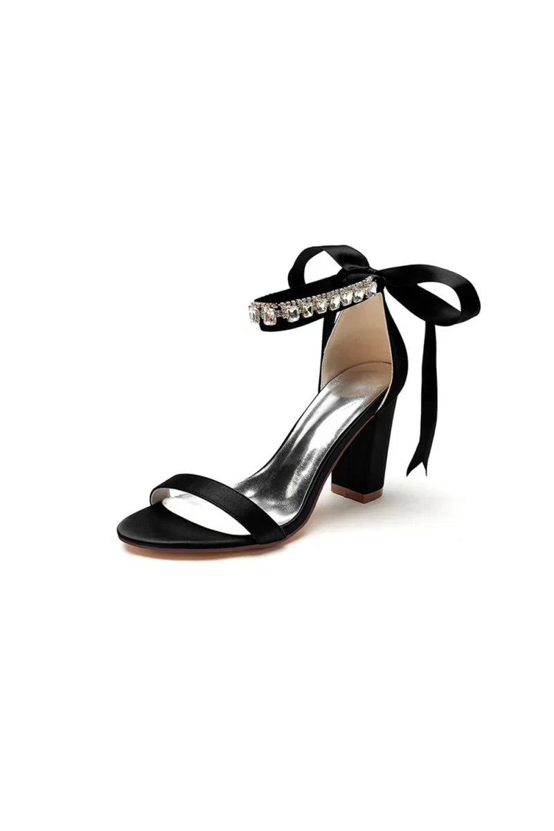 Open Toe Ribborn Tie High Heels Party