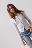 Mia Button Up Top in Grey