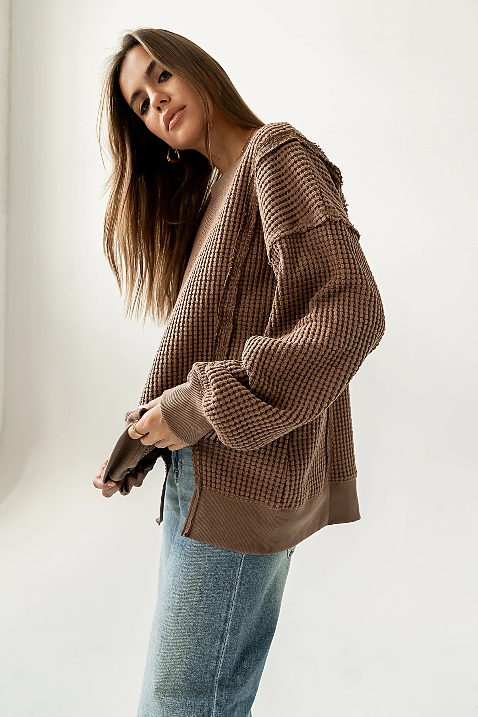 Trace Waffle Knit Top in Mocha