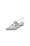 Pointed Toe Rhinestone Beaded Kitten Heels