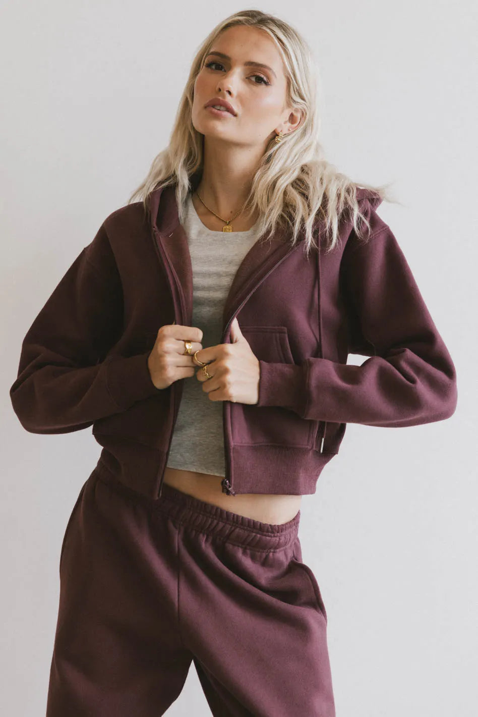 Ezra Zip Up in Burgundy FINAL SALE