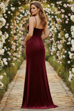 Black Mermaid Velvet Spaghetti Straps Long Holiday Party Dress