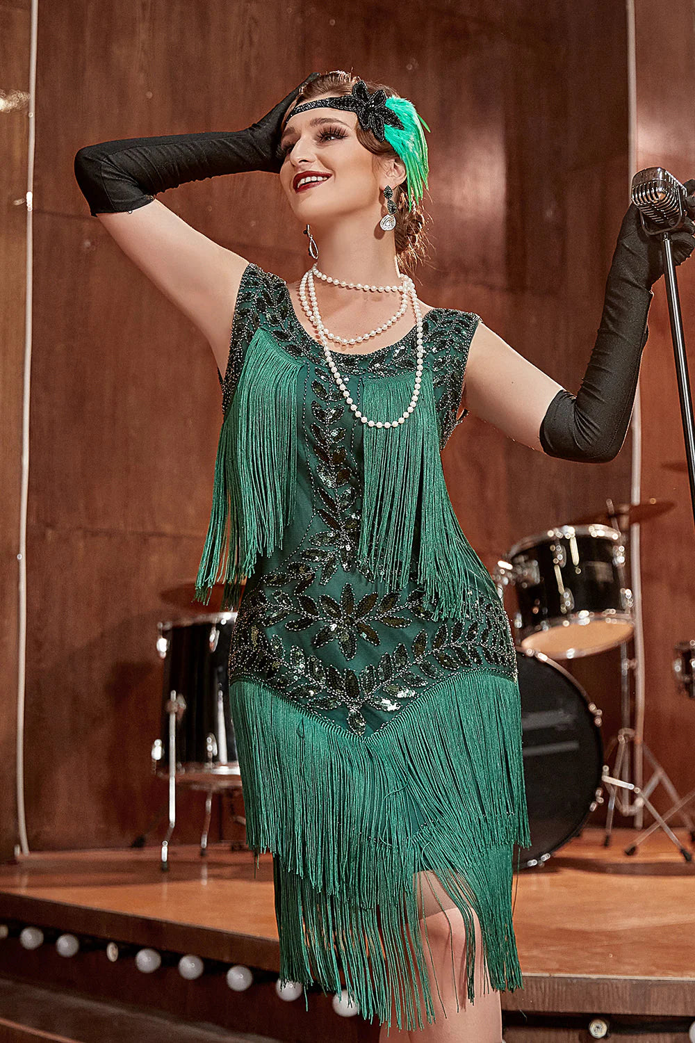Plus Size Champagne Sequin Party Dress with Sequins and Fringes