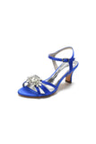 Open Toe Crystal Flower Chunky Heels