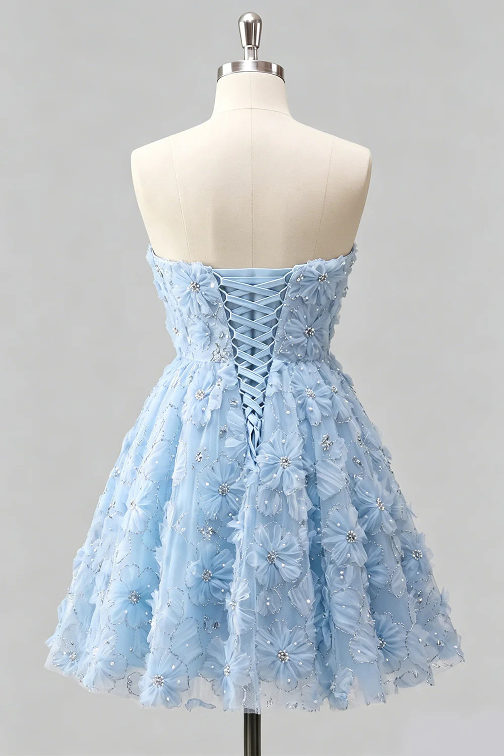 Sage Beaded Strapless A Line Short Homecoming Dress