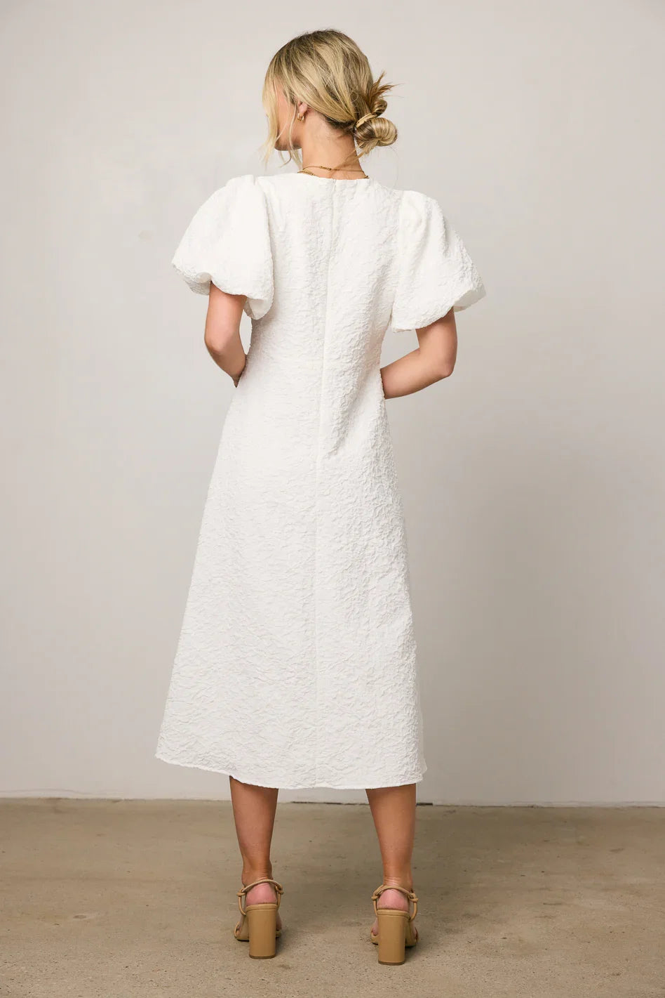 Henry Textured Midi Dress in White FINAL SALE
