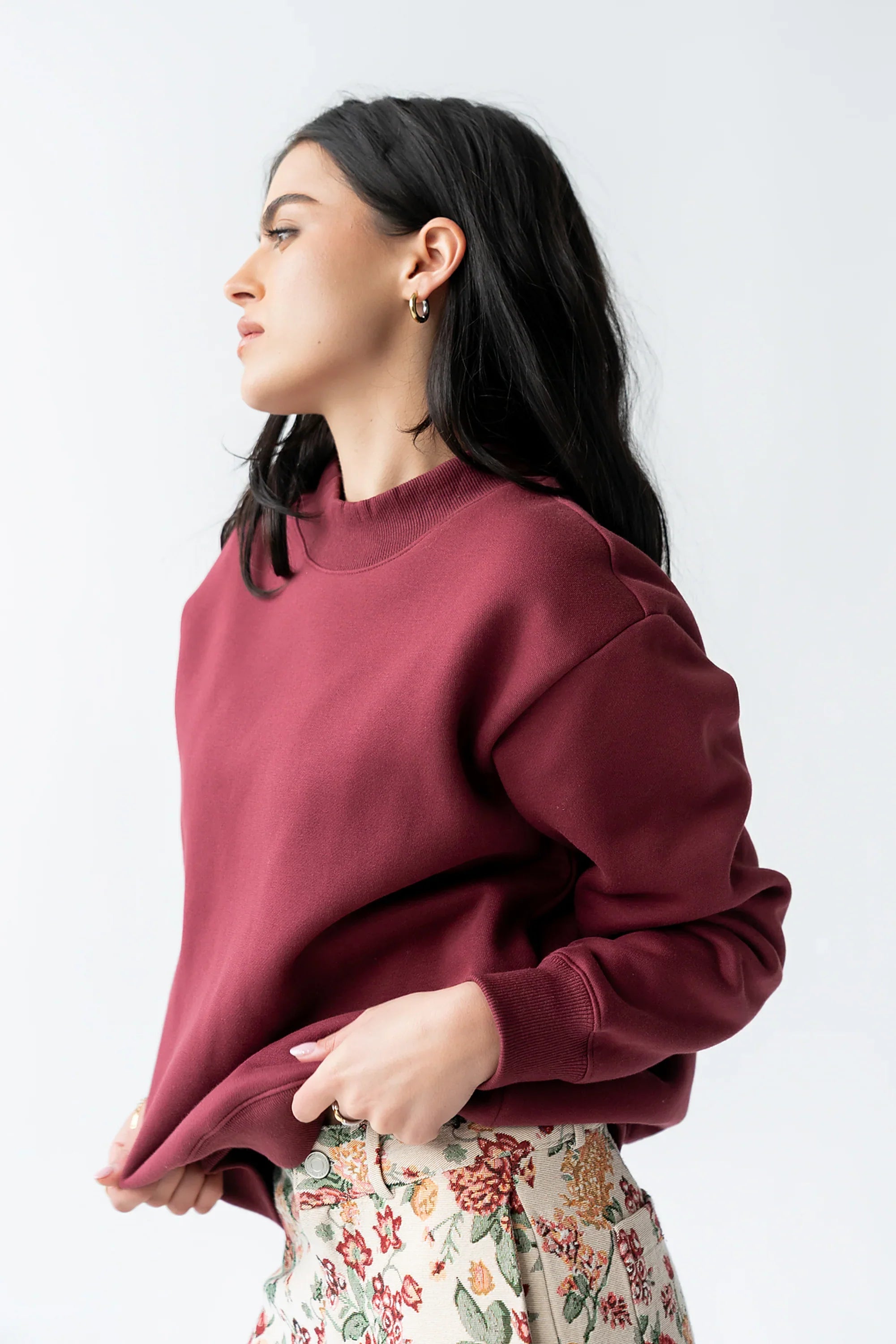 Marie Oversized Sweatshirt in Burgundy