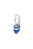 Elegant Royal Blue High Heel Sandals with Gold Ornament