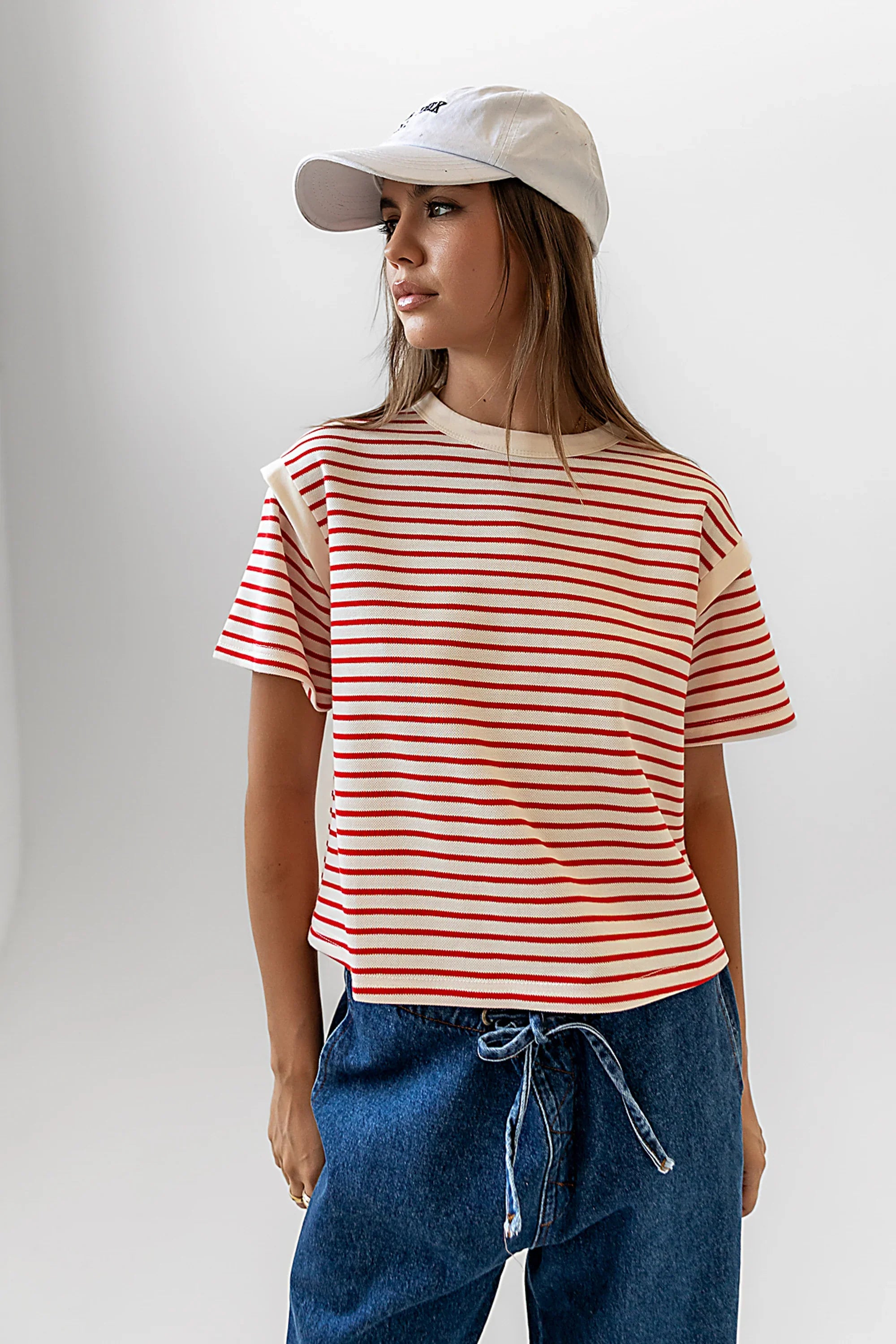 Ryker Striped T Shirt in Red FINAL SALE