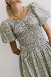Lucille Smocked Floral Dress in Navy FINAL SALE