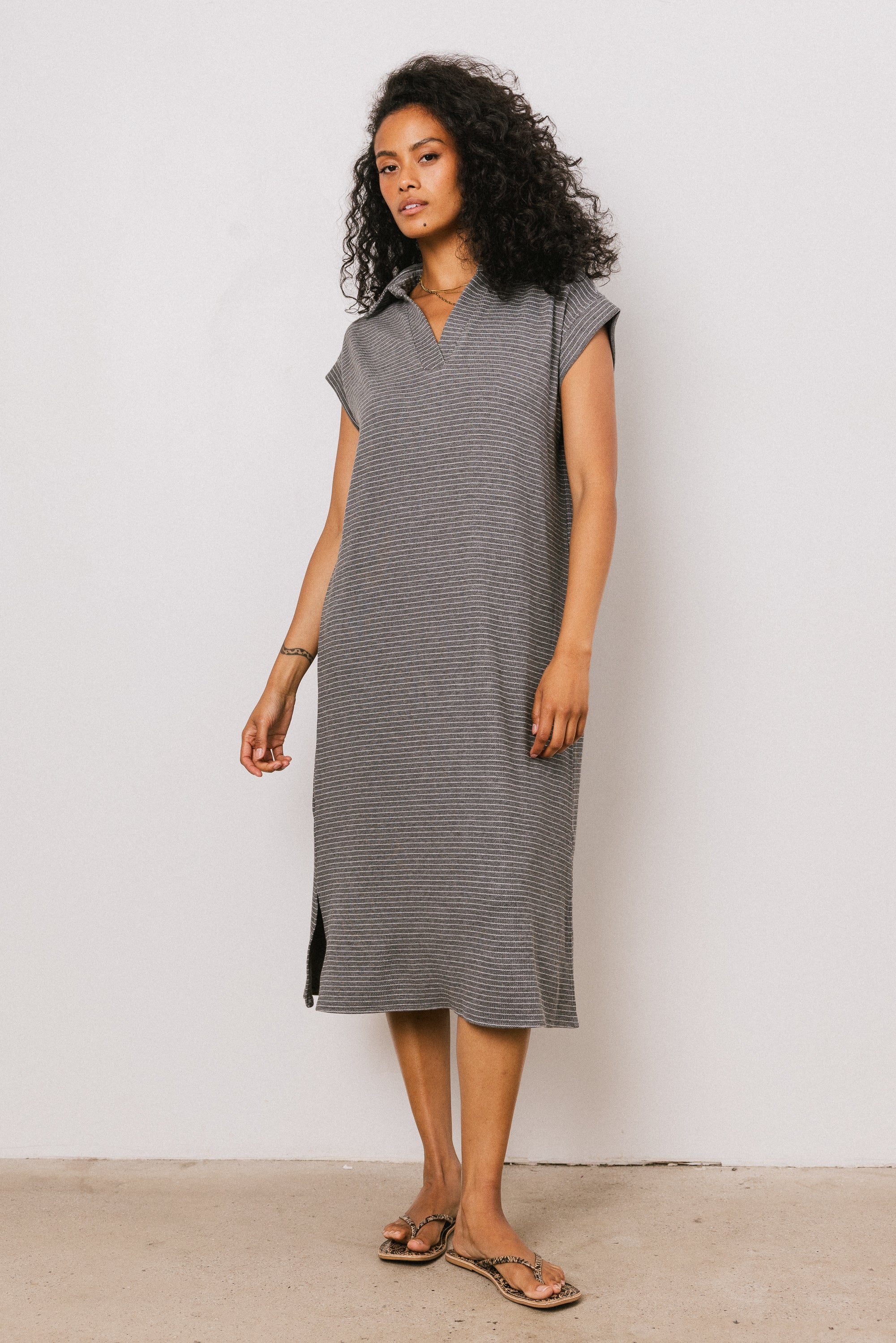 Elisa Striped Maxi Dress in Grey FINAL SALE