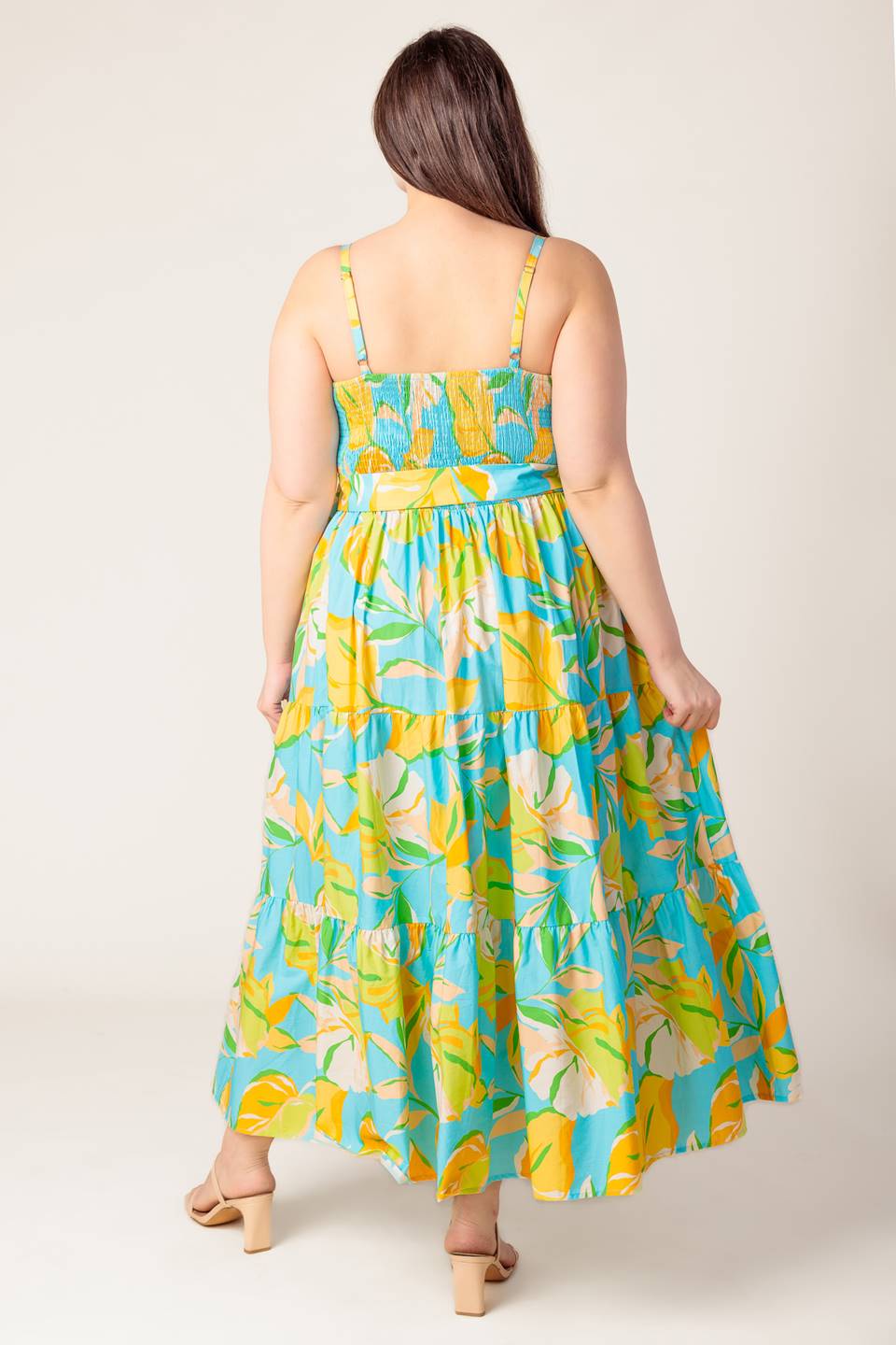 A PERFECT DAY MIDI DRESS BLUE YELLOW