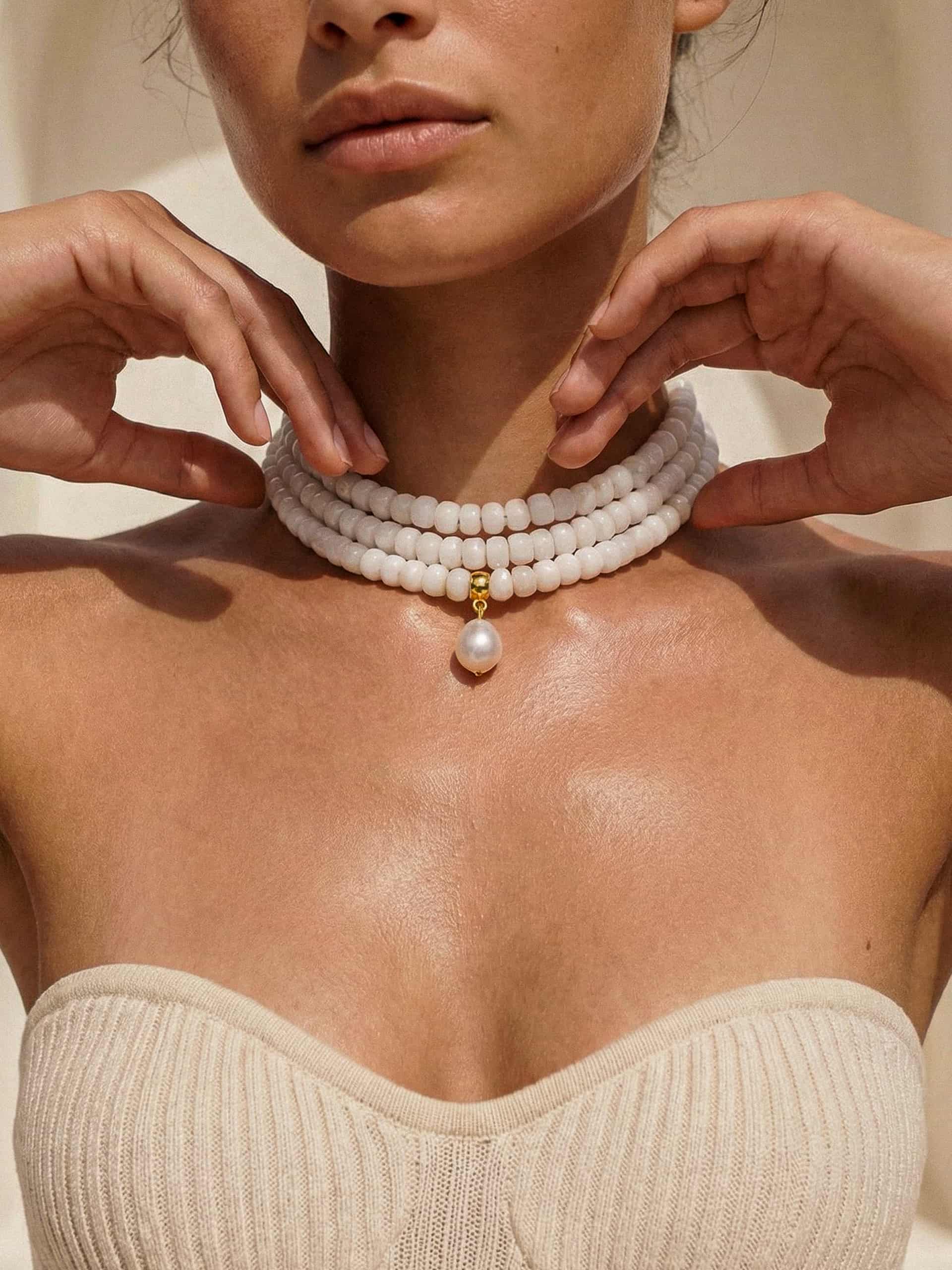 Marina Layers White Quartz Necklace
