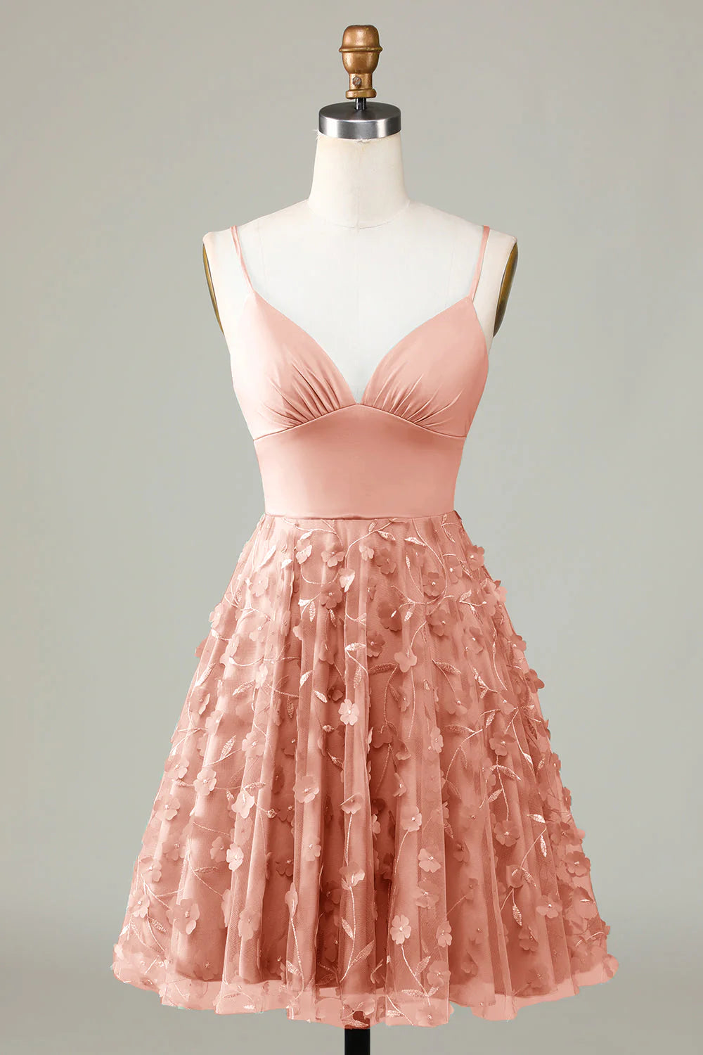 A Line Spaghetti Straps Short Homecoming Dress With Appliques