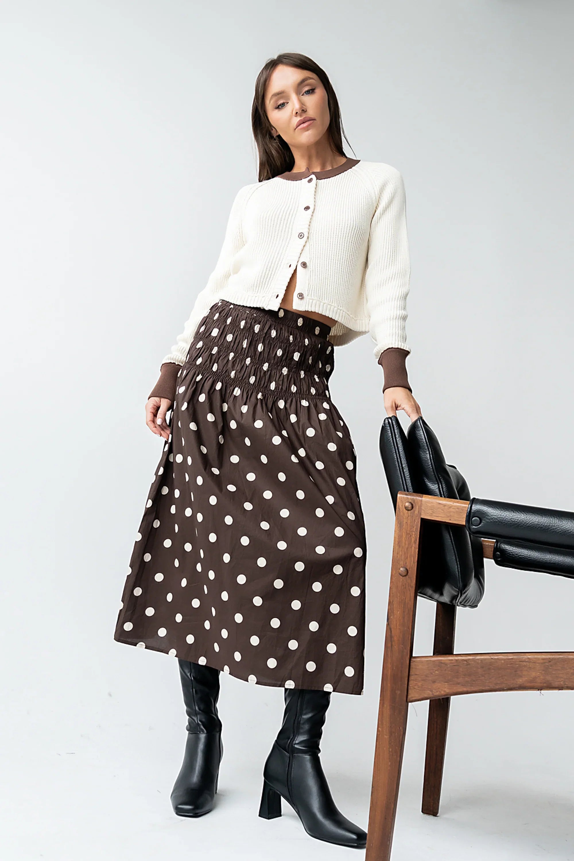Ella Contrast Cardigan in Cream